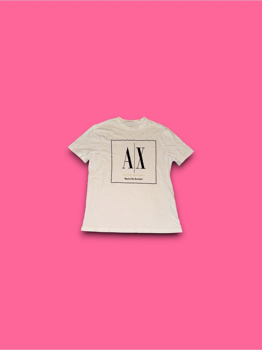 Armani Exchange AX Logo T Shirt Men's Large White Short Sleeve Graphic CrewEUC